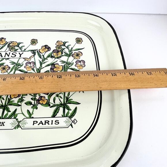 Vintage Pansy Toilet Soap Porcelain Enamelware Serving Tray - Picture 5 of 6